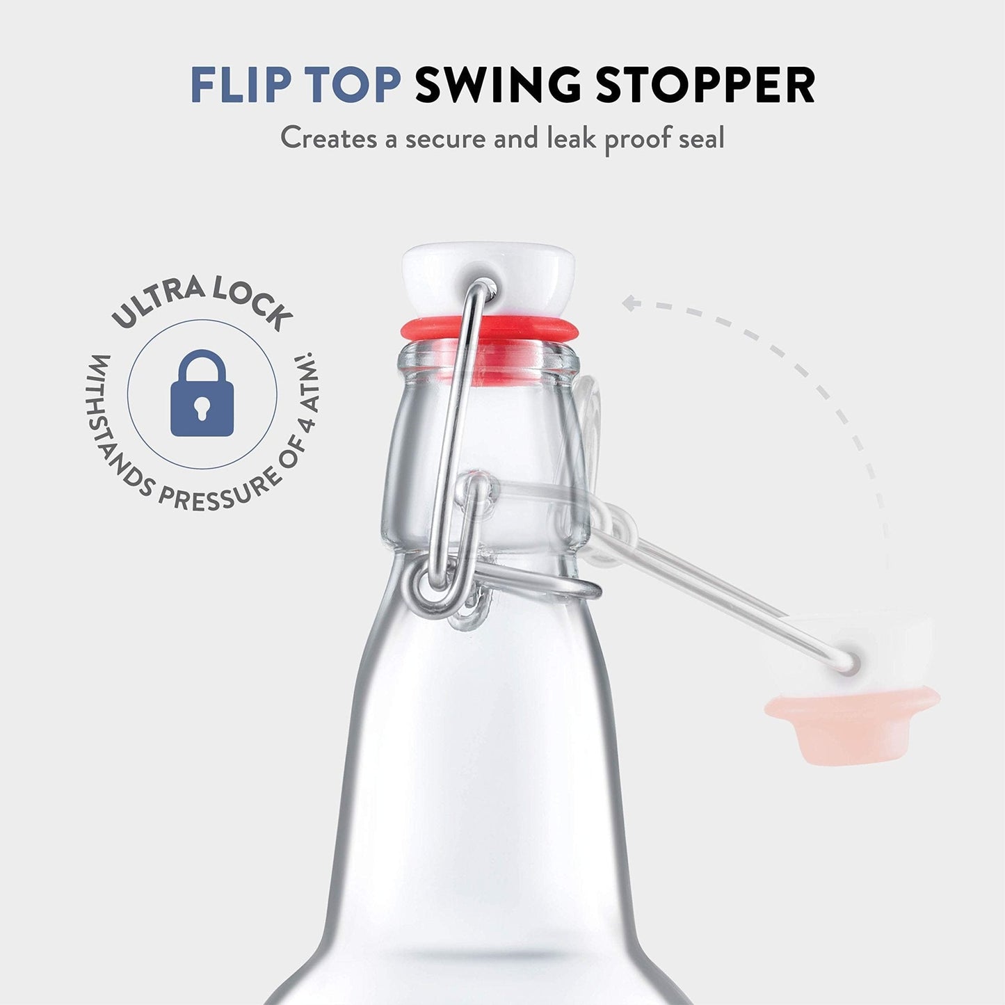 Swing Top Glass Bottles with Airtight Lids- 16 Oz 6 Pack
