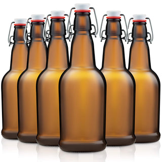 Swing Top Glass Bottles with Airtight Lids- 16 Oz 6 Pack