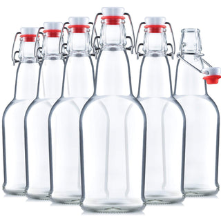Swing Top Glass Bottles with Airtight Lids- 16 Oz 6 Pack
