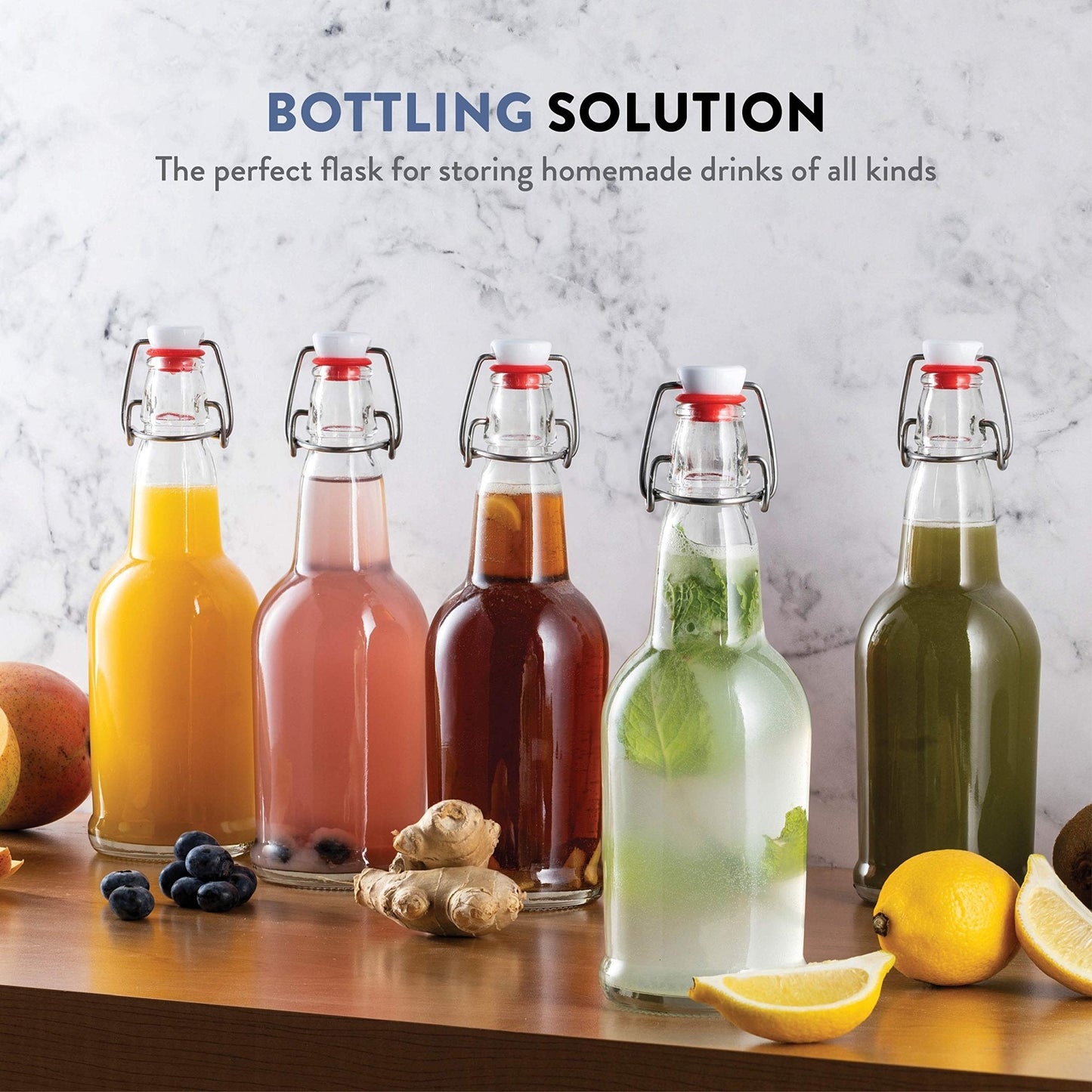 Swing Top Glass Bottles with Airtight Lids- 16 Oz 6 Pack
