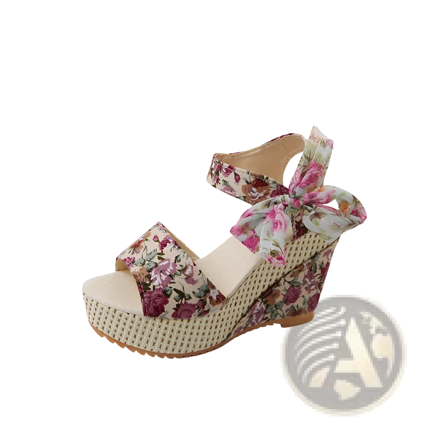 Floral Bohemian Platform Wedge Sandals with Ankle Ties