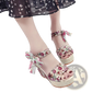 Floral Bohemian Platform Wedge Sandals with Ankle Ties