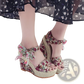Floral Bohemian Platform Wedge Sandals with Ankle Ties
