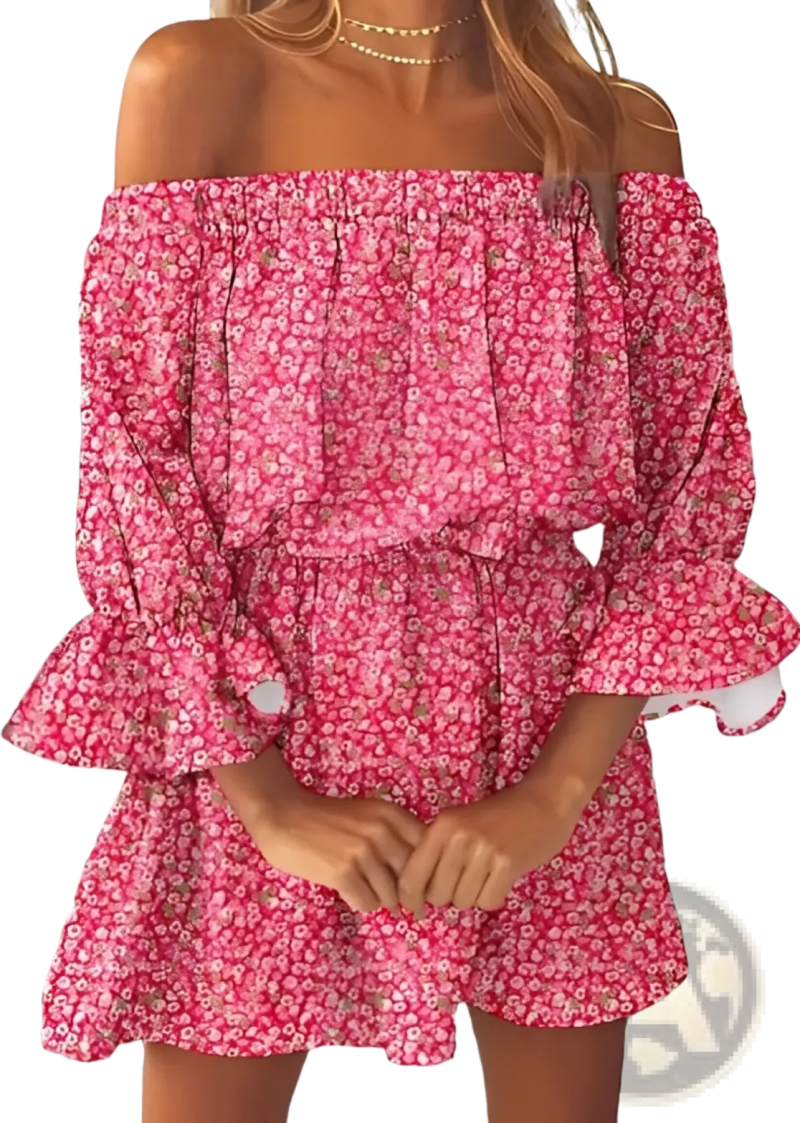 Floral Boho off Shoulder Ruffle Mini Dress