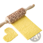 Floral Embossed Beech Wood Rolling Pin for Baking