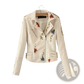 Floral Embroidered Studded Leather Moto Jacket