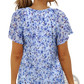 Floral Flutter Sleeve v Neck Summer Blouse