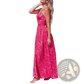 Floral Knotted v Neck Spaghetti Strap Maxi Dress