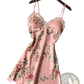 Floral Lace Satin Nightgown Silk Sleepwear Slip Dress