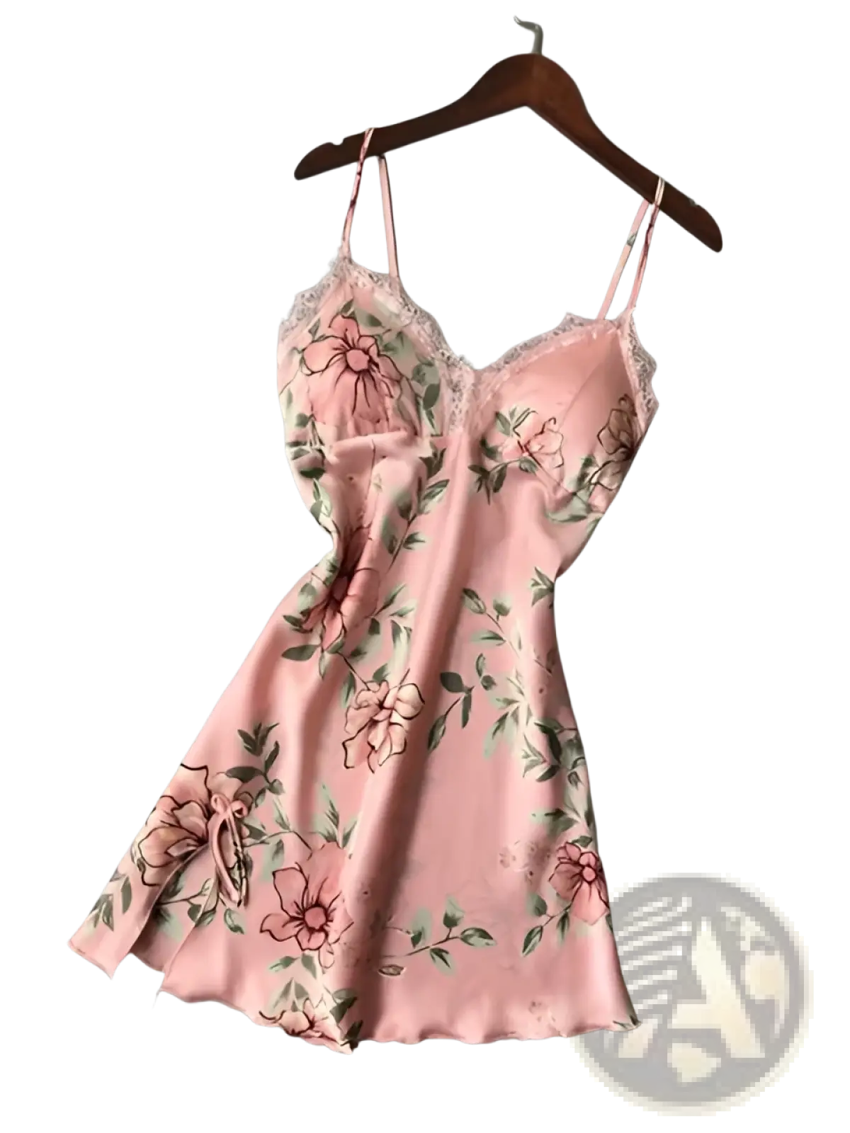 Floral Lace Satin Nightgown Silk Sleepwear Slip Dress