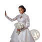 Floral Lace Stand Collar Long Sleeve Wedding Gown