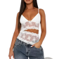 Floral Lace v Neck Backless Bralette Tank Top