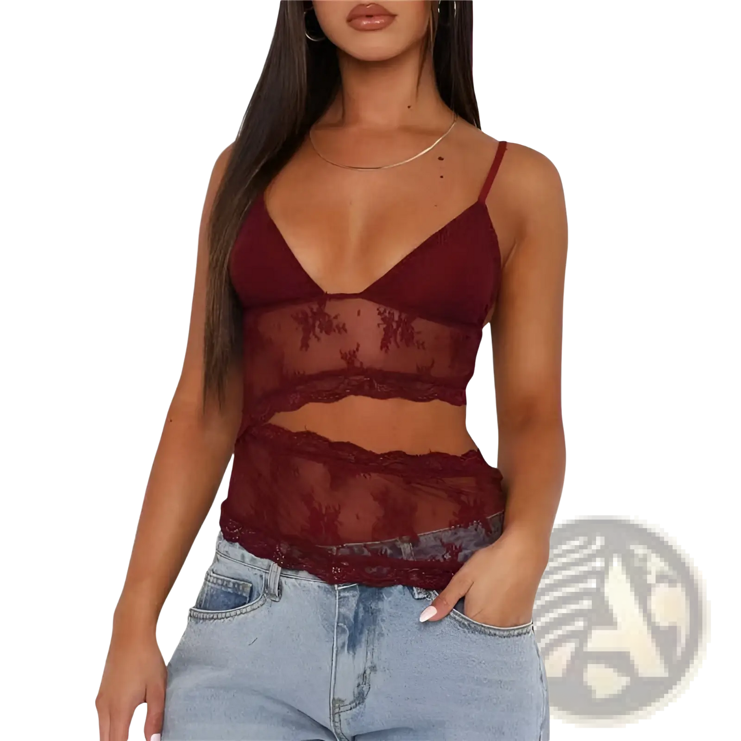 Floral Lace v Neck Backless Bralette Tank Top