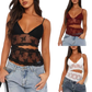 Floral Lace v Neck Backless Bralette Tank Top