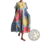 Floral Print A-line Plus Size Linen Maxi Dress