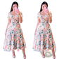 Floral Print Smocked Tiered Midi Dress with Square Neckline