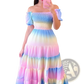 Floral Print Smocked Tiered Midi Dress with Square Neckline