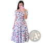 Floral Print Smocked Tiered Midi Dress with Square Neckline