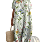 Floral Print v Neck Loose Maxi Dress