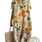 Floral Print v Neck Loose Maxi Dress