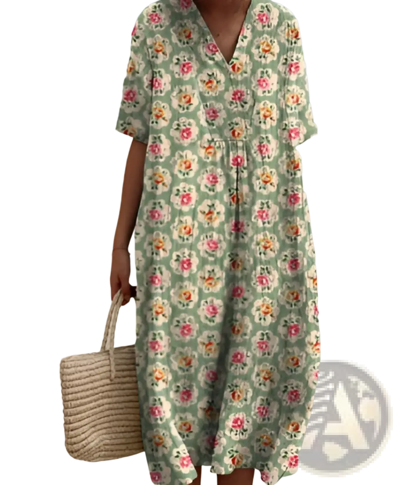 Floral Print v Neck Loose Maxi Dress