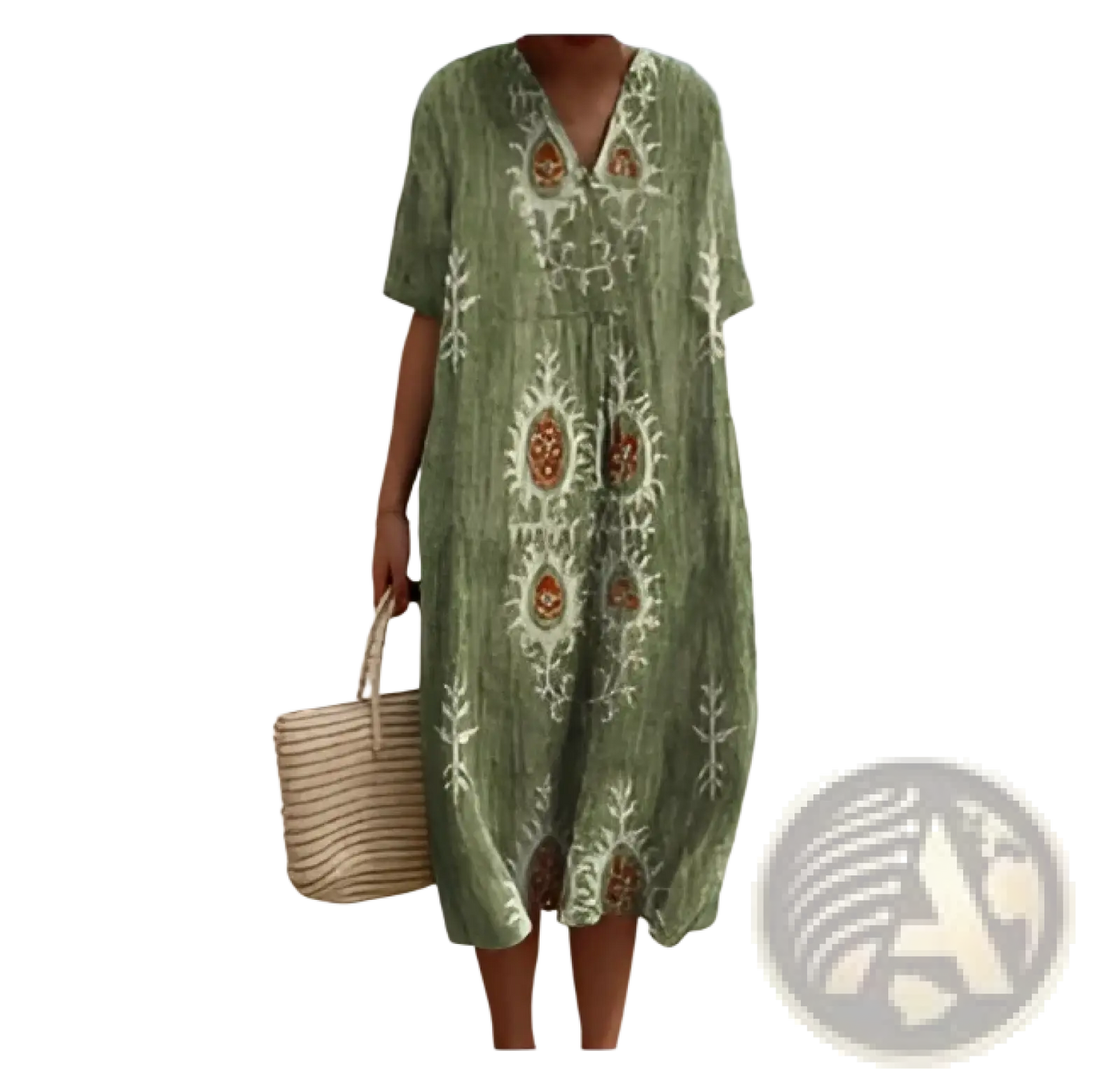 Floral Print v Neck Loose Maxi Dress