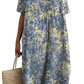 Floral Print v Neck Loose Maxi Dress