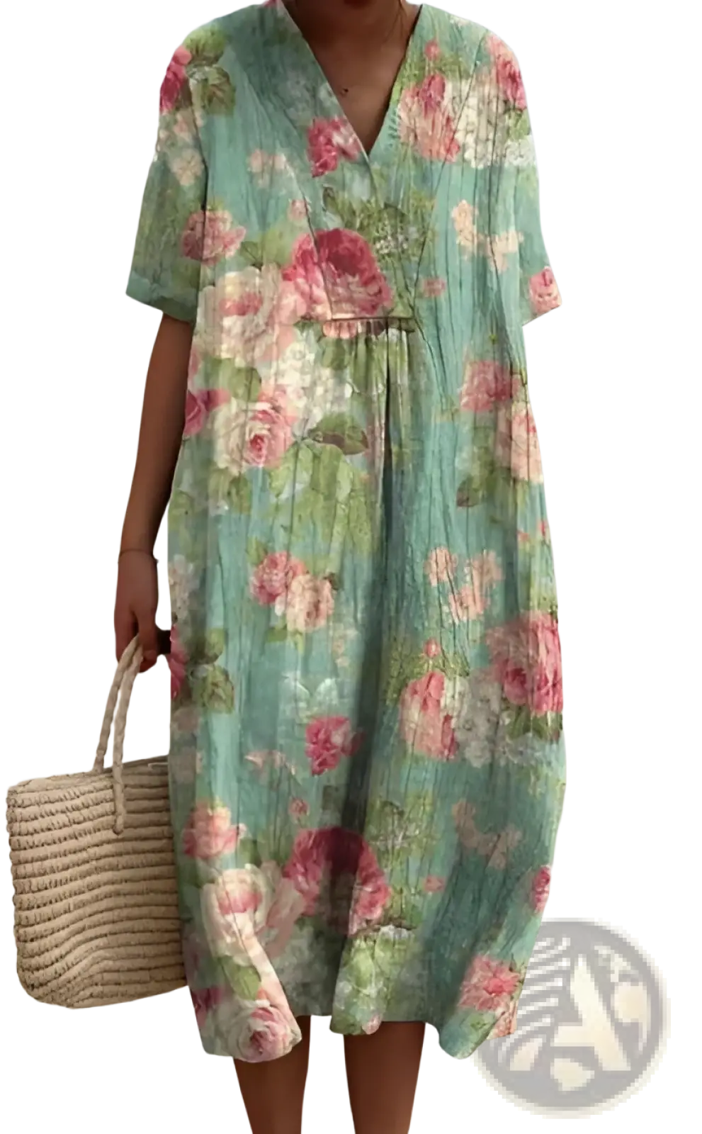 Floral Print v Neck Loose Maxi Dress