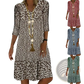 Floral Print v Neck Three Quarter Sleeve Midi Dress