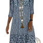 Floral Print v Neck Three Quarter Sleeve Midi Dress