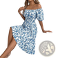Floral Square Neck Puff Sleeve Ruffle Summer Dress