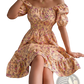 Floral Square Neck Puff Sleeve Ruffle Summer Dress