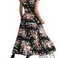 Floral v Neck Ruffled Maxi Dress with Belted Waist