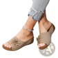 Flower Wedge Sandals Retro Hollow Leather Beach Shoes