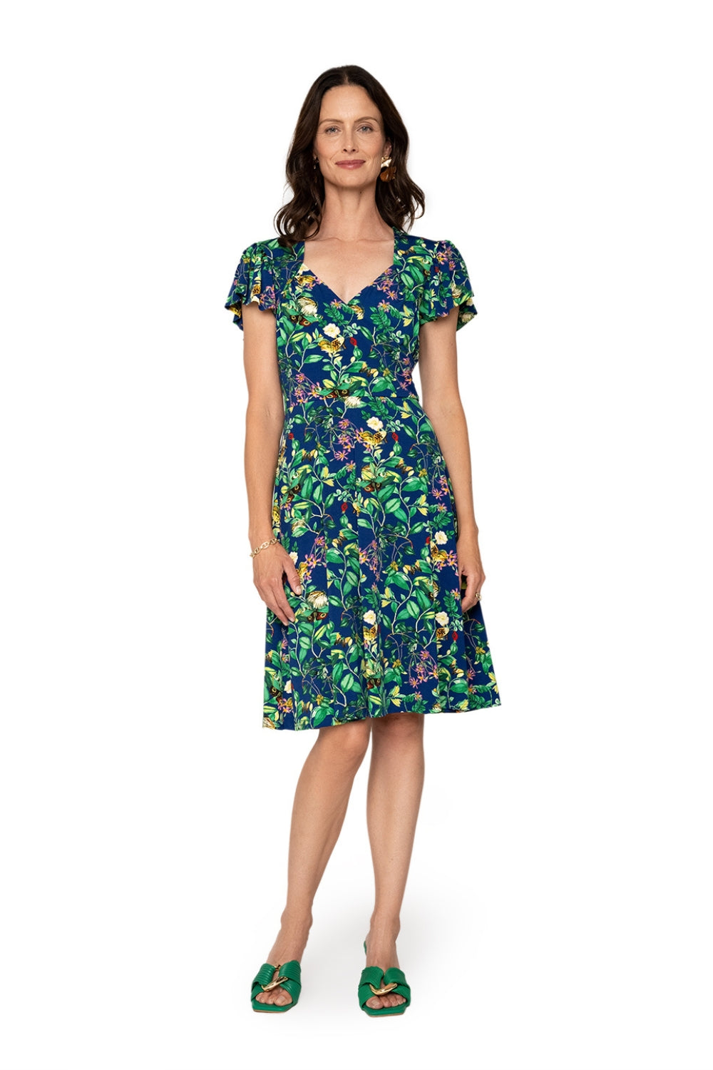 Leota's Women Flutter Sleeve Dress Butterfly Meadow Navy