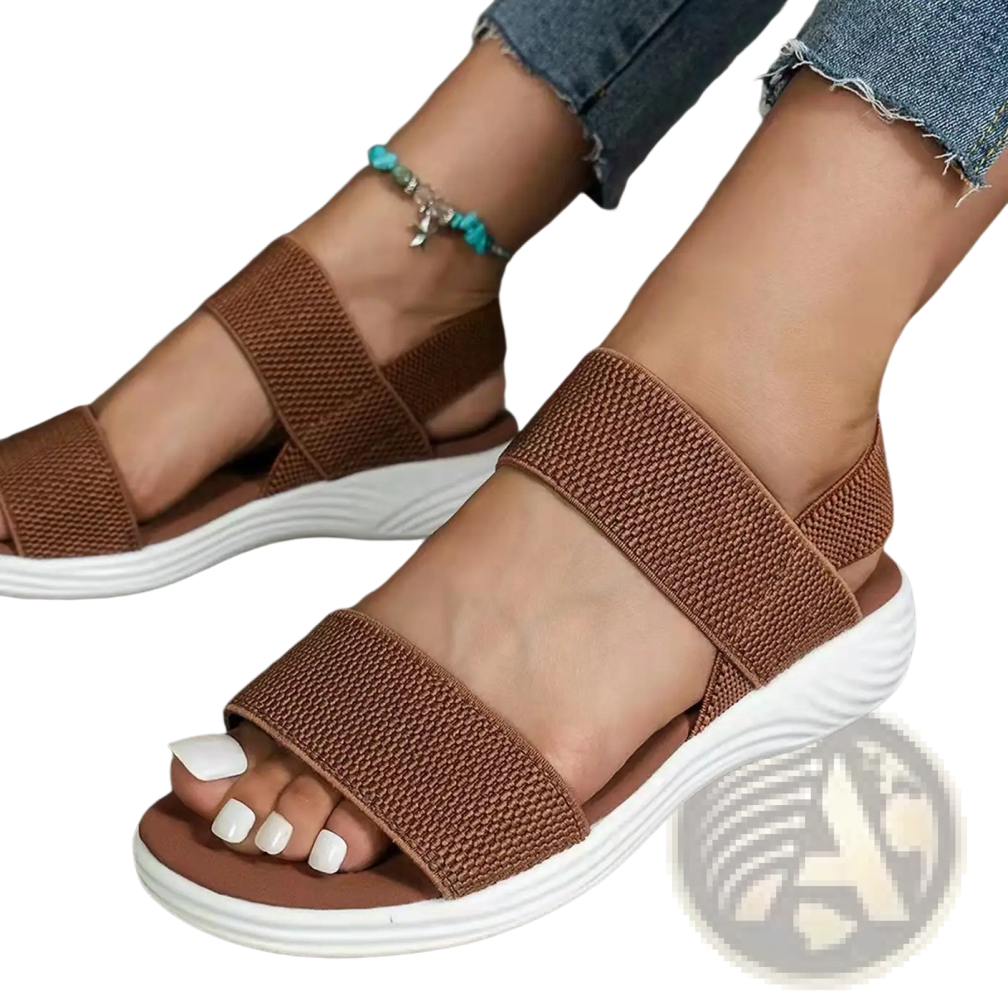 Flyknit Elastic Back Strap Flat Sandals for Women