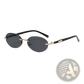 Frameless Oval Uv400 Fashion Sunglasses with Metal Accents