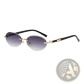 Frameless Oval Uv400 Fashion Sunglasses with Metal Accents