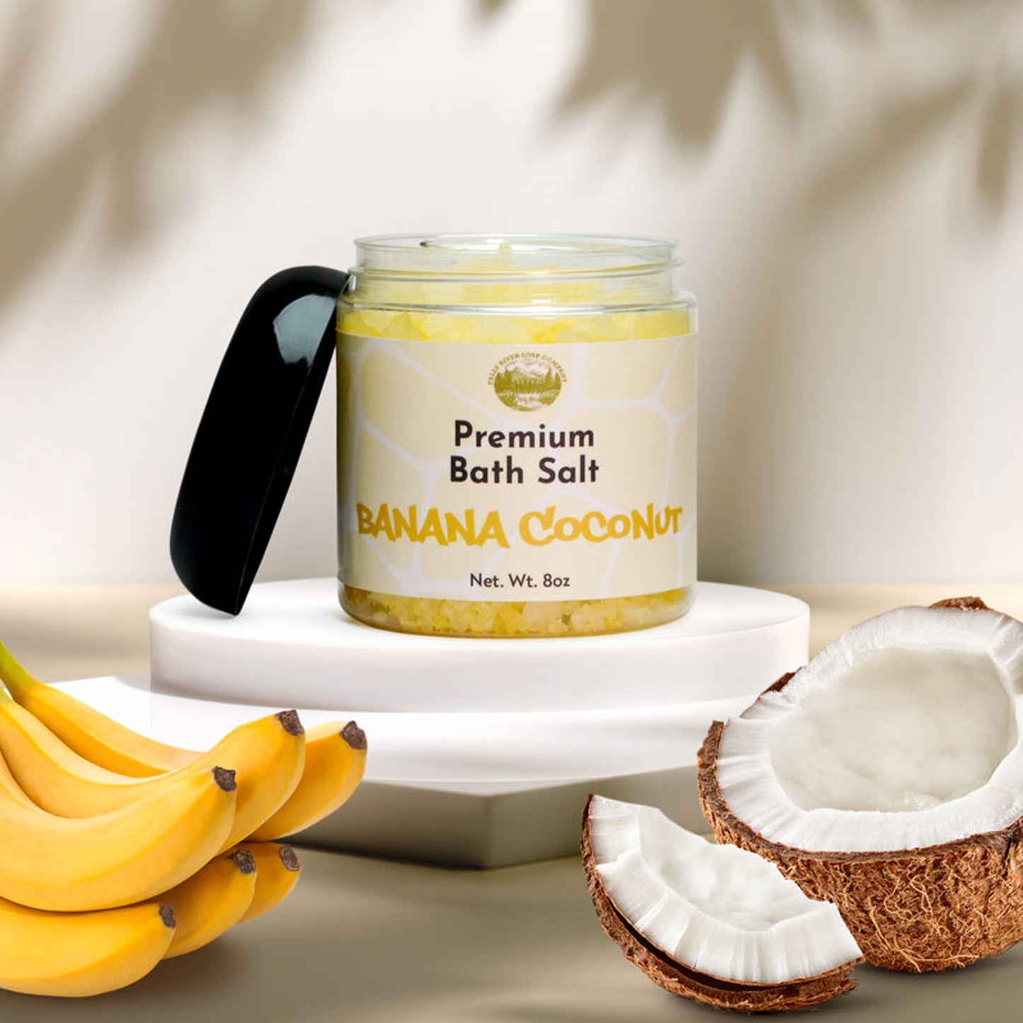 Falls River Soap Premium Bath Salt Scrub, Vegan and Cruelty Free - Banana Coconut, 8 Oz