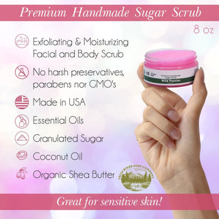 Falls River Soap Sugar Scrub, Premium Handmade, Vegan and Cruelty Free - Lavender Patchouli, 8 Oz