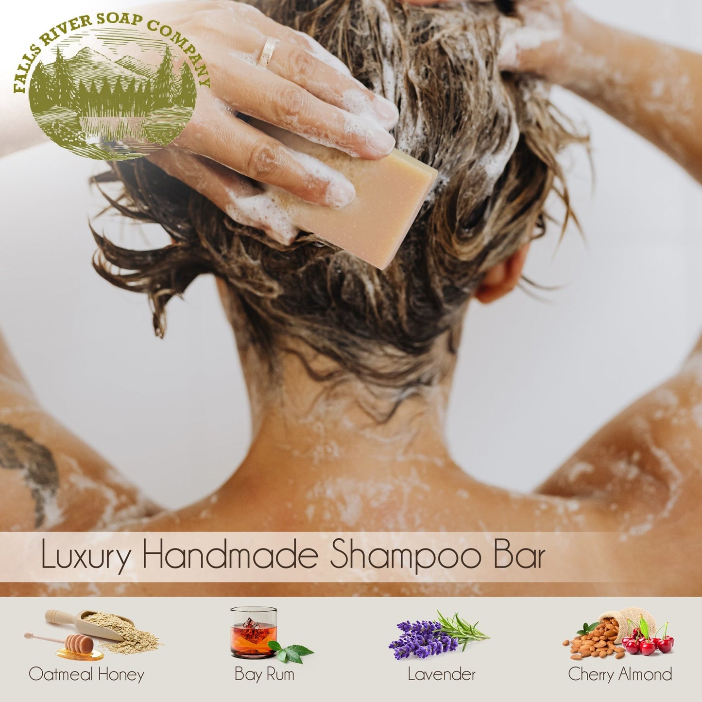 Falls River Soap Shampoo Bar Soap, Luxury and Handmade, Vegan, Gluten and Cruelty Free - Oatmeal Honey, 4 Oz