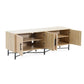 Slat Door 4 Door Tv Cabinet with Adjustable Shelves