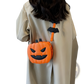 Funny Pumpkin and Bat Crossbody Bag with Detachable Charm