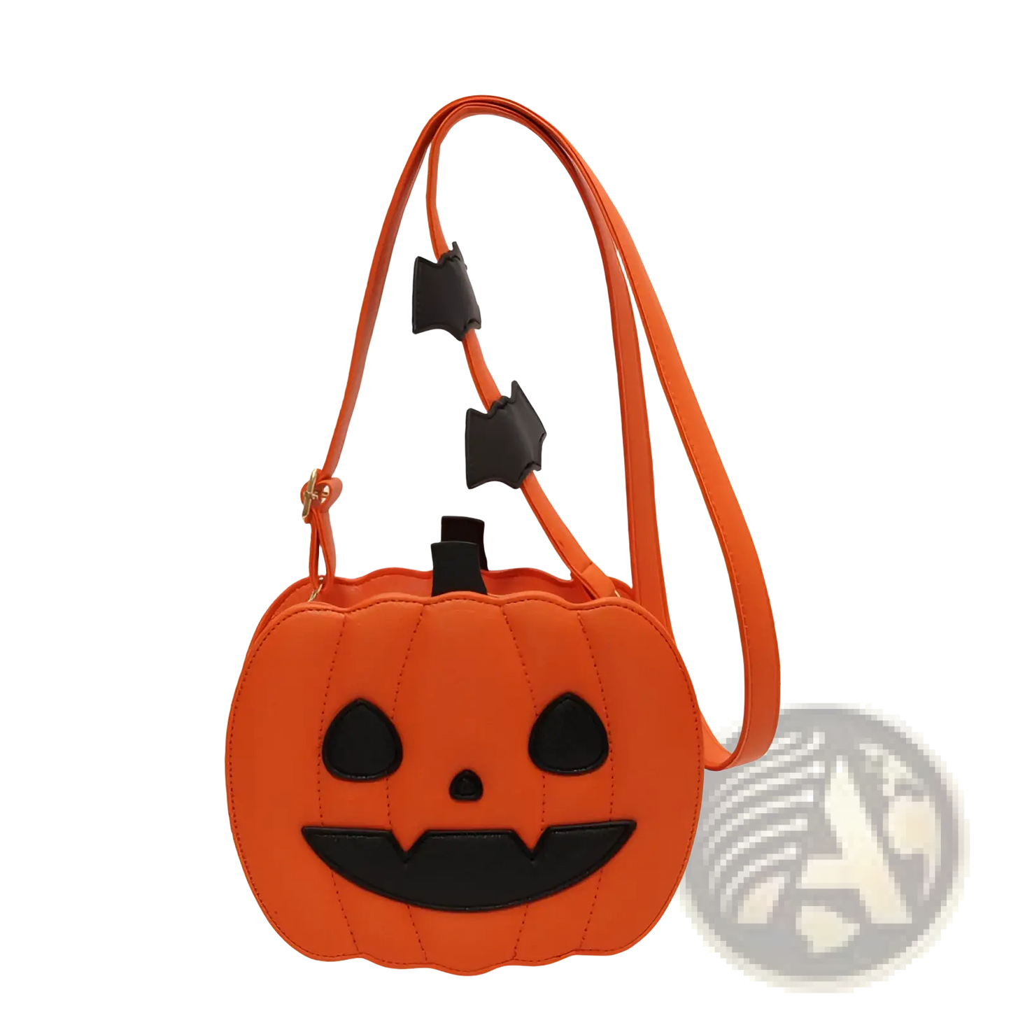 Funny Pumpkin and Bat Crossbody Bag with Detachable Charm