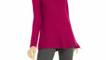 Alfani Women's Ribbed Snap Detail Sweater Pink Size Medium