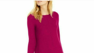 Alfani Women's Ribbed Snap Detail Sweater Pink Size Medium
