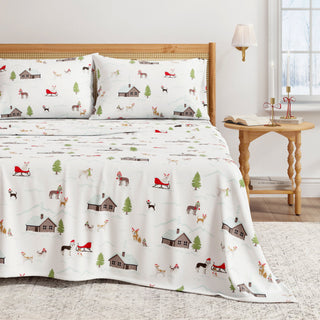 4-Piece Turkish Cotton Christmas Flannel Sheet - Whittaker Collection