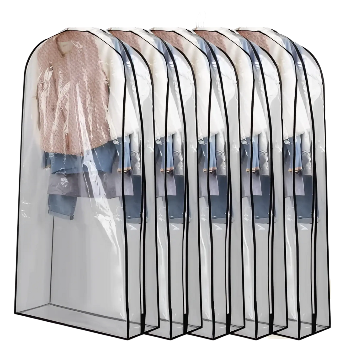 Garment Bag for Hanging Clothes 5 Pack Clear Covers
