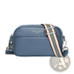Genuine Leather Crossbody Bag with Geometric Pattern Strap