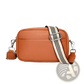 Genuine Leather Crossbody Bag with Geometric Pattern Strap